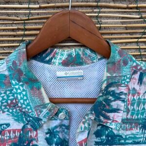 Columbia PFG Tropical‎ Print Fishing Shirt Size Medium Short Sleeve